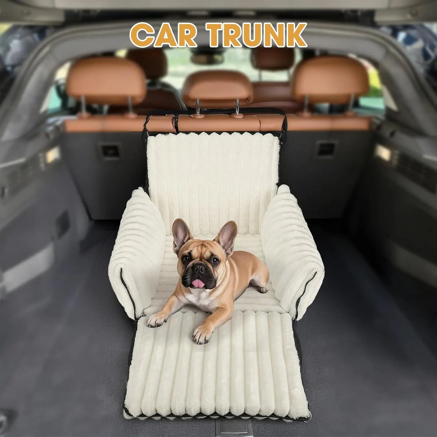 6-in-1 Dog Car Seat for Small/Medium Dogs up to 25 lbs, Washable Cover, Safety Leash, Beige - Quick and EZ Shop