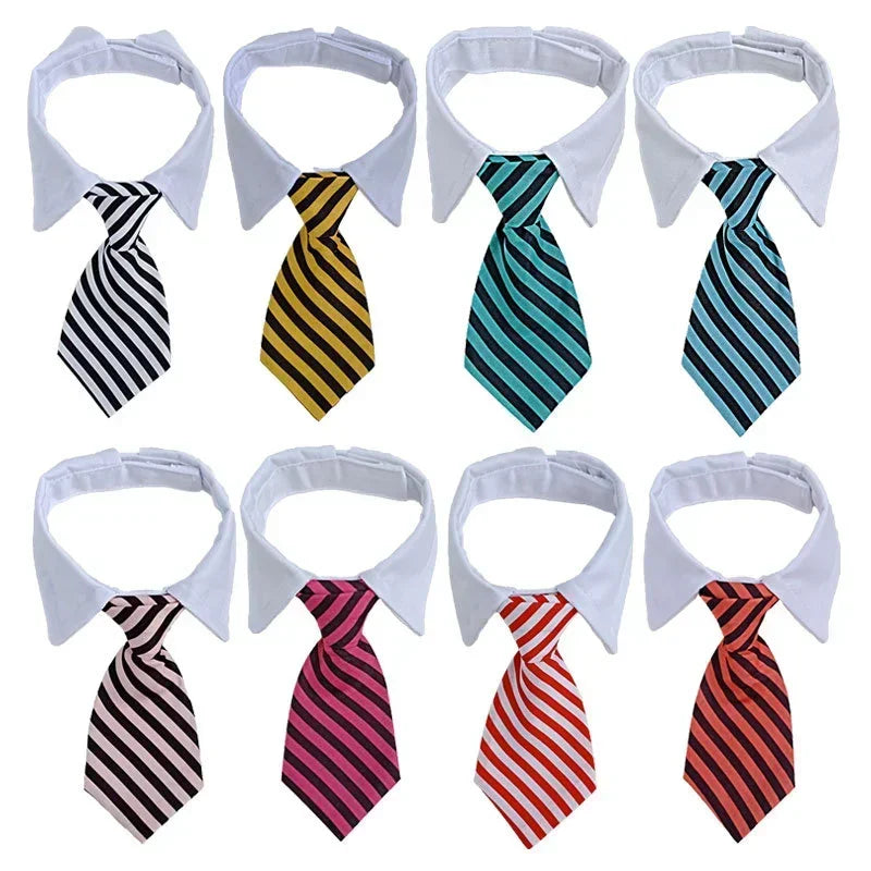 Dog Cat Grooming Cat Striped Bow Tie Animal Striped Bow Tie Collar Pet Adjustable Christmas Cat Collar