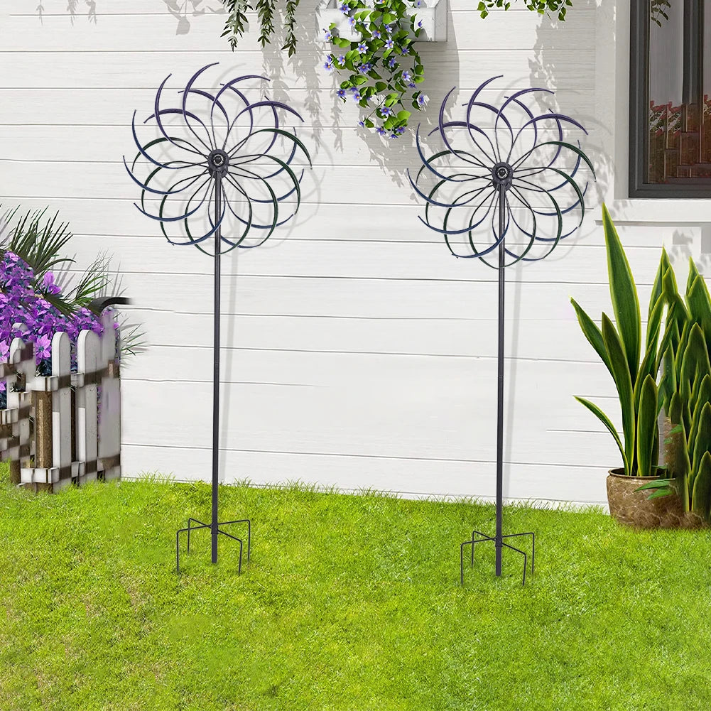Outdoor Windmill Ornament Double-Layer Wear-Resist Metal Wind Catcher for Yard Decoration Garden Outdoor Accessories Tool