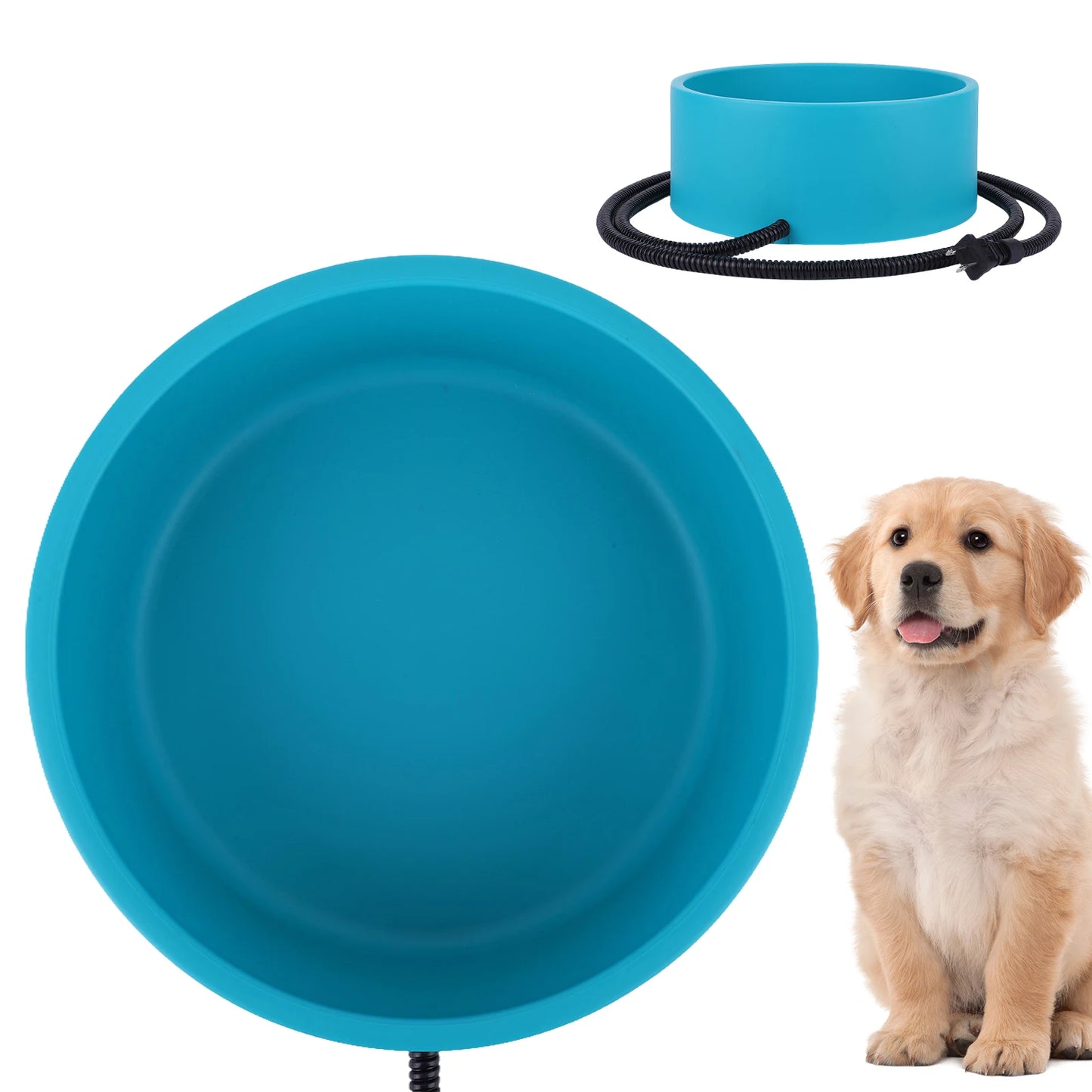 Heated Water Bowl 3.2 L/108 Oz Outdoor Thermal Pet Bowl Anti-Freeze Heated Pet Water Dish for Cat Rabbit Chicken Duck Squirrel