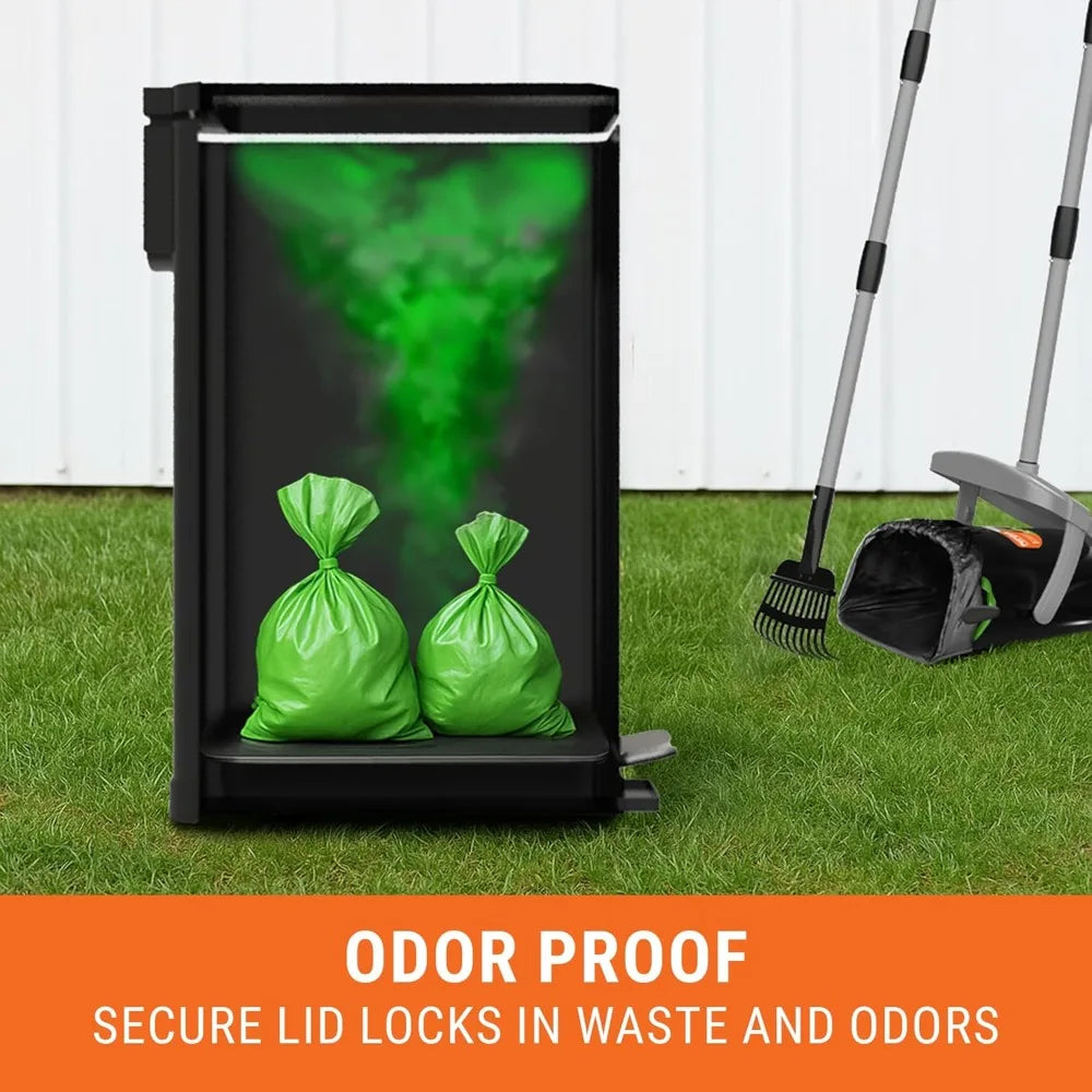 3.2 Gal Metal Dog Waste Trash Can with Lid Outdoor, Waste Container with Pedal Garbage Poop Bin, Poo Bucket Outdoor