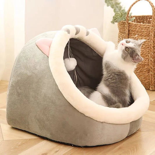 1PC Warm Winter Four Seasons Universal Semi-Closed Cute Comfortable Cat Nest Bed Warm Pet Nest - Quick and EZ Shop