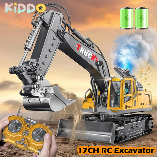 RC Excavator 17CH Remote Control Truck 2.4G RC Crawler Engineering Vehicle Excavator Truck Radio Control Construction Car Gifts