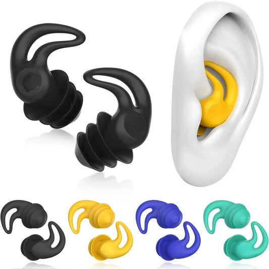 4 pairs of reusable silicone swimming earplugs for men and women to protect their ears from water