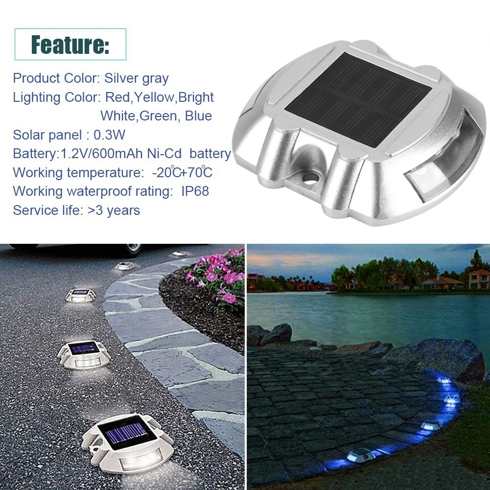 LED Outdoor Lamp Casting Aluminum Solar Power Waterproof 6 LED Lamp Wireless Outdoor Road Driveway Pathway Light Pathway Lamp