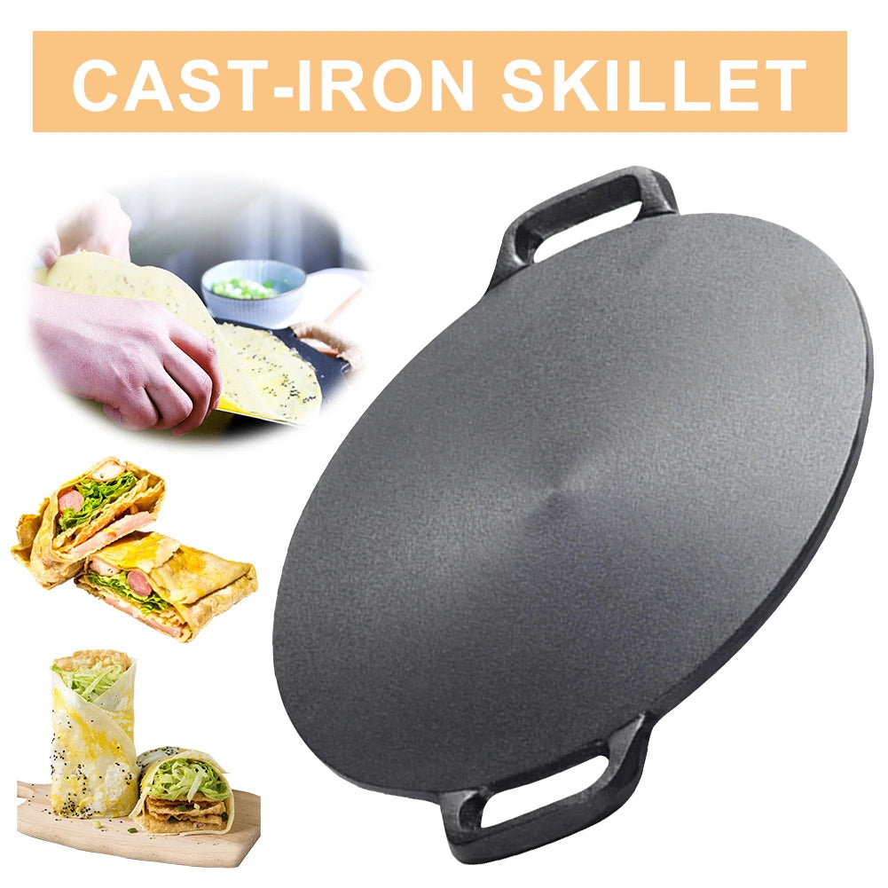10.2/11/11.8/12.6/13.4 Inch BBQ Griddle with Handles Coating Frying Pan Non Stick Baking Tray for Home Party Travel and Outdoor