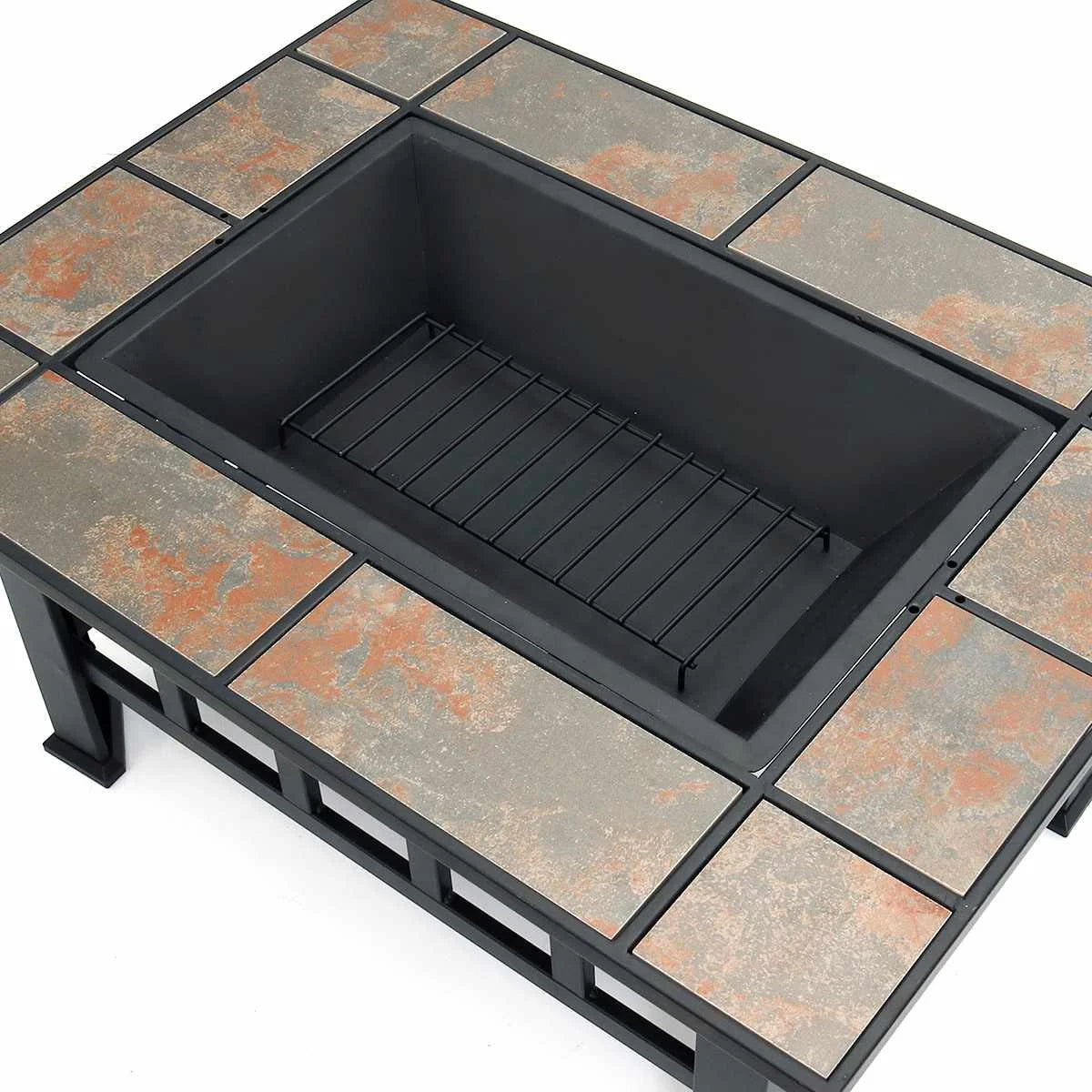 37 Inch Fire Pit Outdoor Patio Garden Camping Picnic Wood Burning Fire Pits Heating Large Steel BBQ Grill