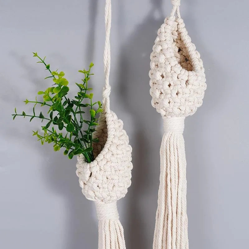 Hanging Basket Hand-woven Pineapple Shape Landscaping Cotton Macrame Flower Planter for Living Room Balcony Decorations - Quick and EZ Shop