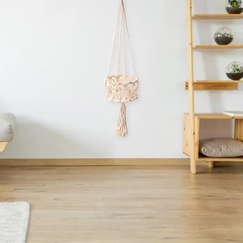 Hanging Hand-woven Macrame Plant Hanger Flower Pot Planter Hanger Wall Decor Courtyard Garden Hanging Planter Hanging Basket - Quick and EZ Shop