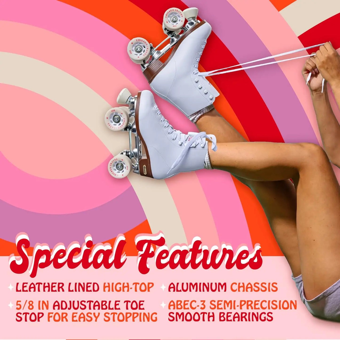 Skates Deluxe Leather Lined Rink Skate Ladies and Girls COMFORT FIT Urethane High Impact Oversized Wheels