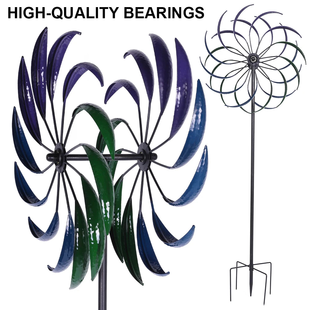 Outdoor Windmill Ornament Double-Layer Wear-Resist Metal Wind Catcher for Yard Decoration Garden Outdoor Accessories Tool