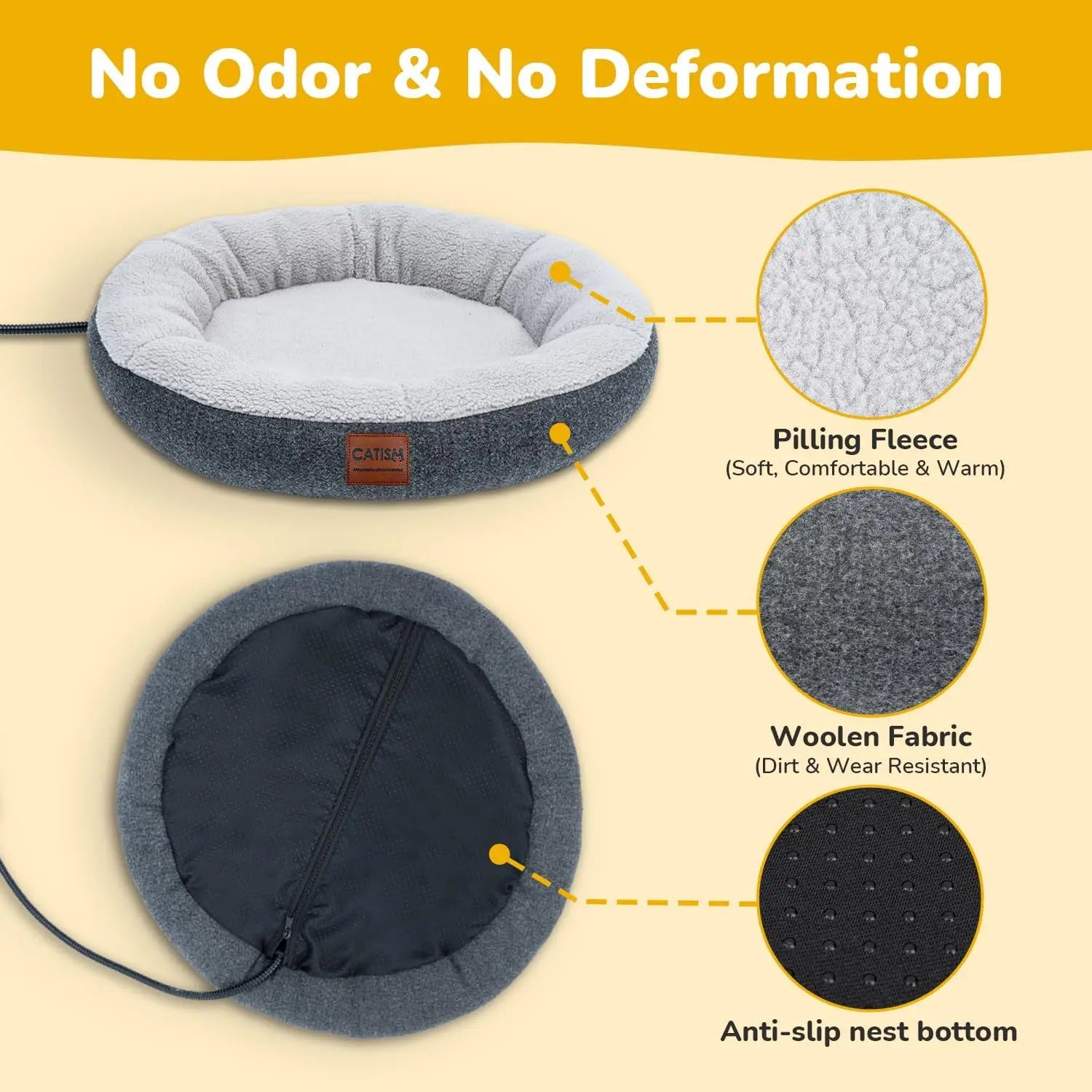 Heated Cat Bed Indoor - Self Warming Donut Cave with Timer & Adjustable Temperature, Cozy Plush for Kittens and Small Animals - Quick and EZ Shop