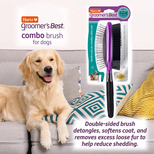 Double-Sided Dog Grooming Brush with Ergonomic Handle De-Shedding Detangling and Coat Care Professional Groomer Tool