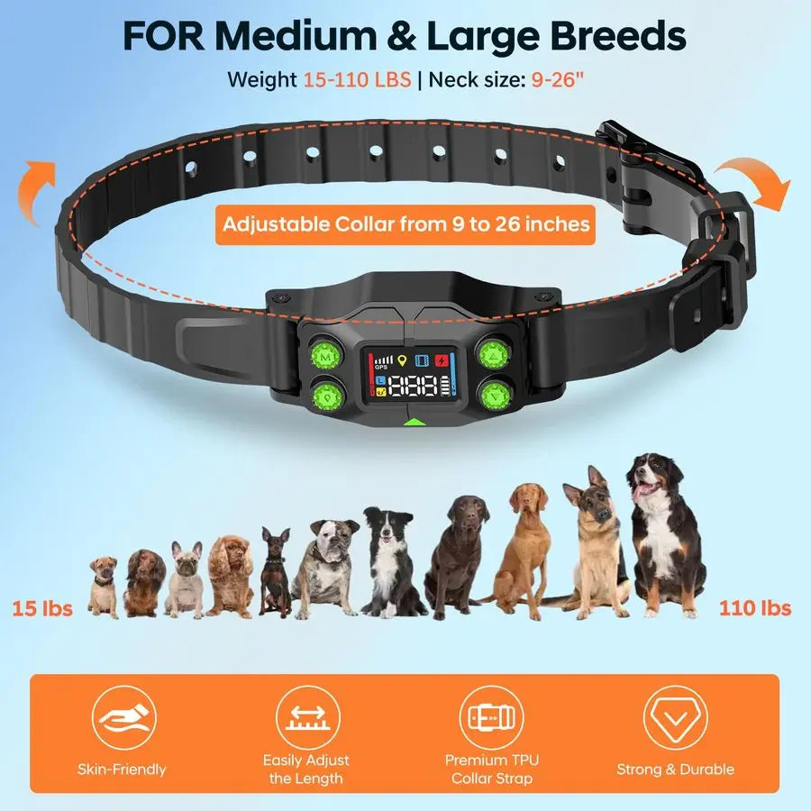 Dog Fence, GPS Dog Collar Fence System, Invisible Electric Fence for Dogs with 3 Warning Modes, Radius 25999 Yards, IPX7 Waterpr - Quick and EZ Shop