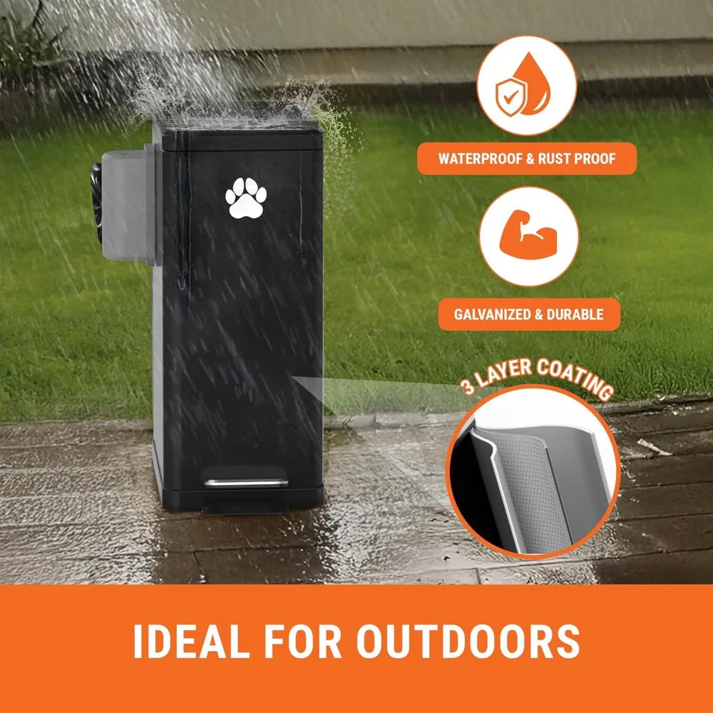 3.2 Gal Metal Dog Waste Trash Can with Lid Outdoor, Waste Container with Pedal Garbage Poop Bin, Poo Bucket Outdoor