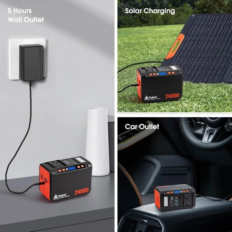 Power Station 88Wh, Solar Generator Power Bank with 110V AC DC USB Ports LED Flashlight for Camping Home Emergency