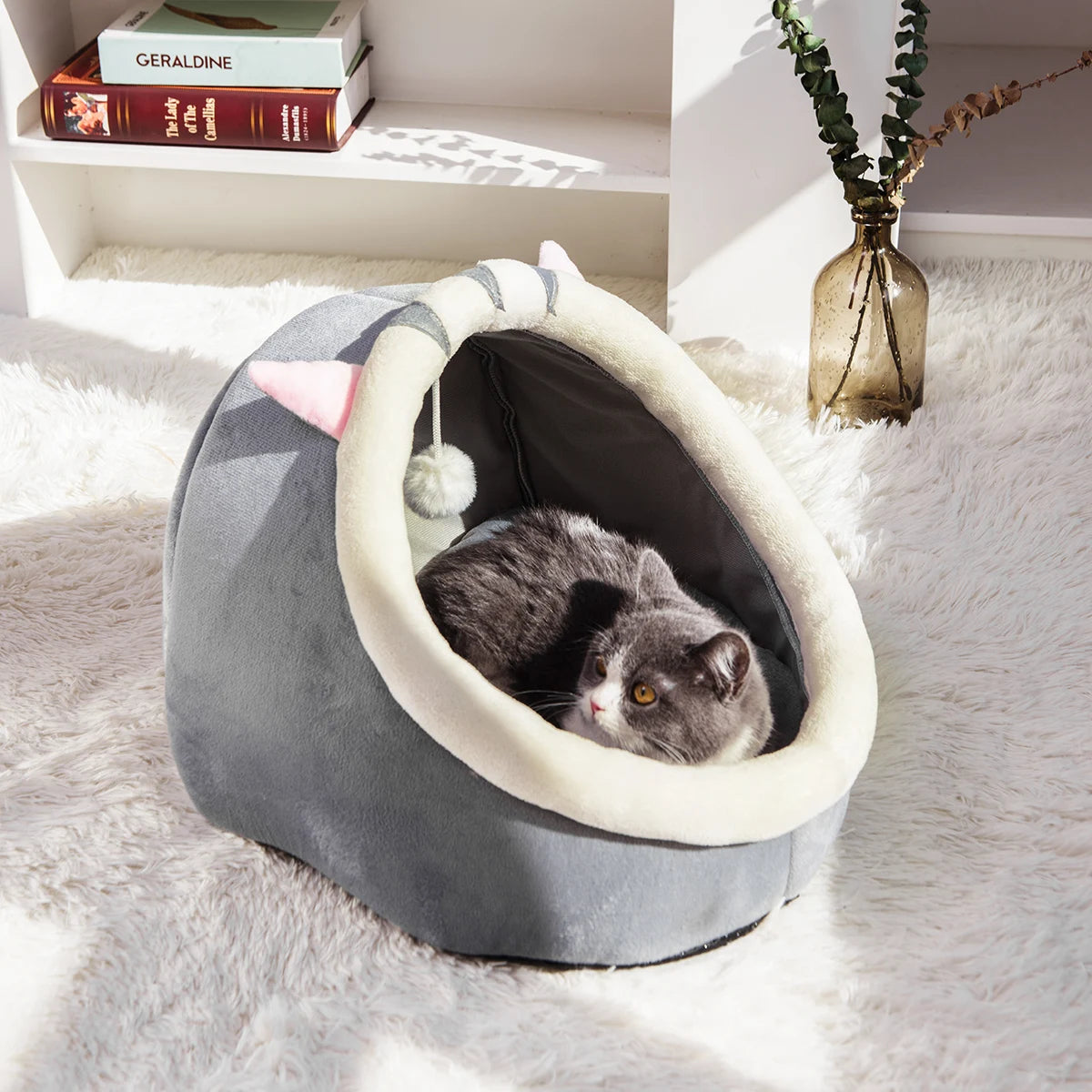 1PC Warm Winter Four Seasons Universal Semi-Closed Cute Comfortable Cat Nest Bed Warm Pet Nest - Quick and EZ Shop