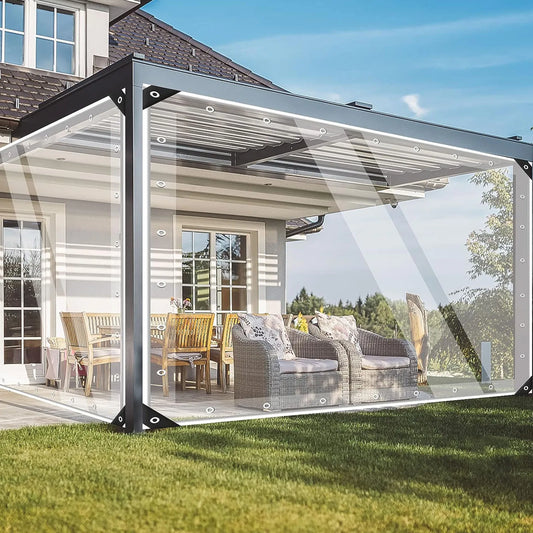 3x5m PVC Tarp Transparent Tarpaulin Garden Rainproof Clear Plant Cover Cloth for Outdoor