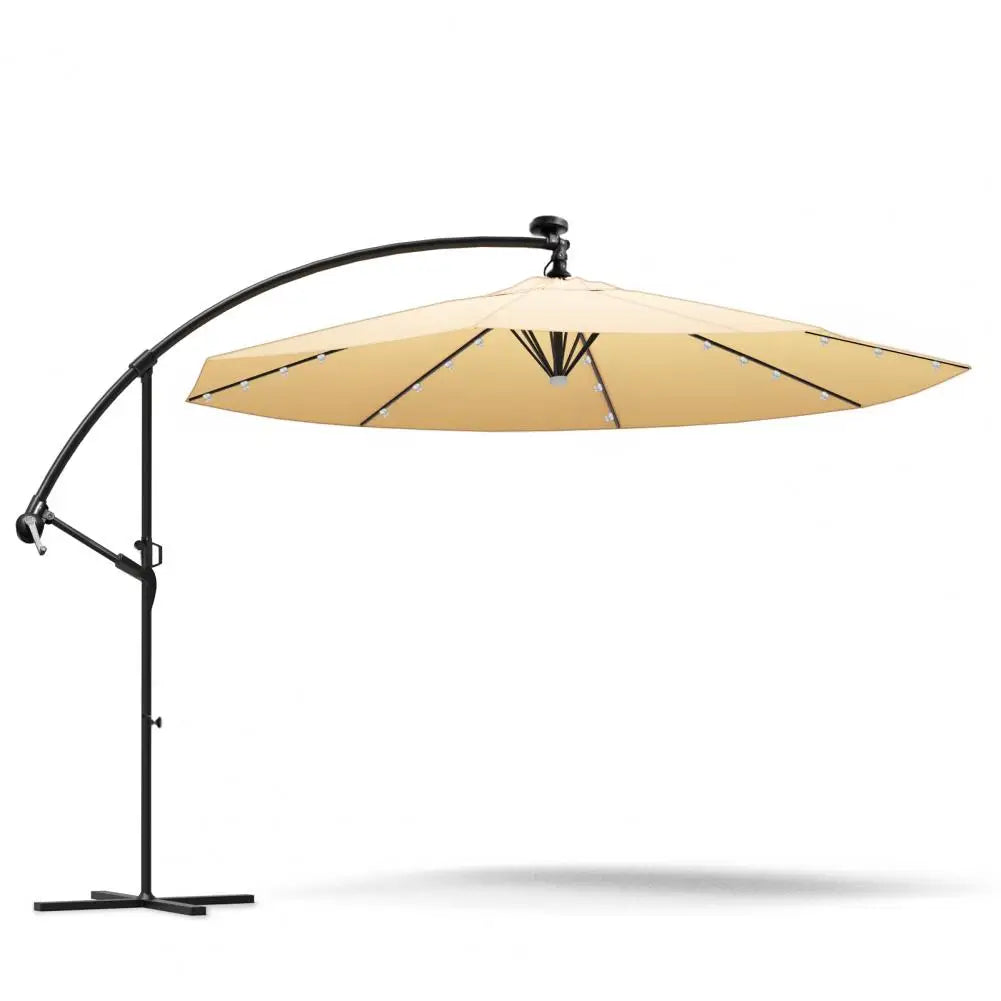 8.9x8.9ft 2-Tier Square Cantilever Patio Outdoor Umbrella with Solar LED Outdoor Sun Shade Hand-cranked Umbrella for Backyard