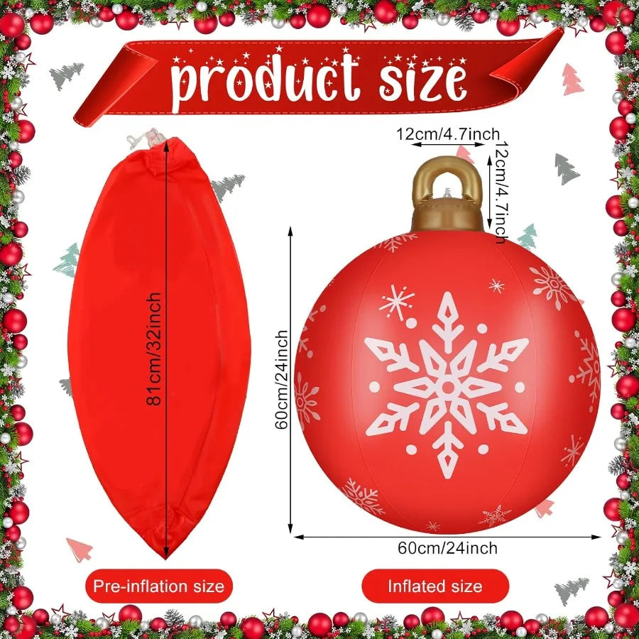 3 Pcs 32 Giant Inflatable Christmas Ball PVC Inflatable Decorated Ball Large Holiday Inflatables Outdoor Decorations for Winter