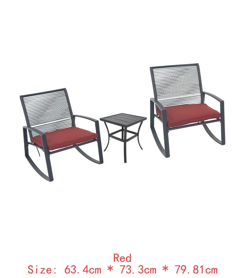 2-Person Outdoor Metal Rocking Bistro Set with Table for Patio Conversation