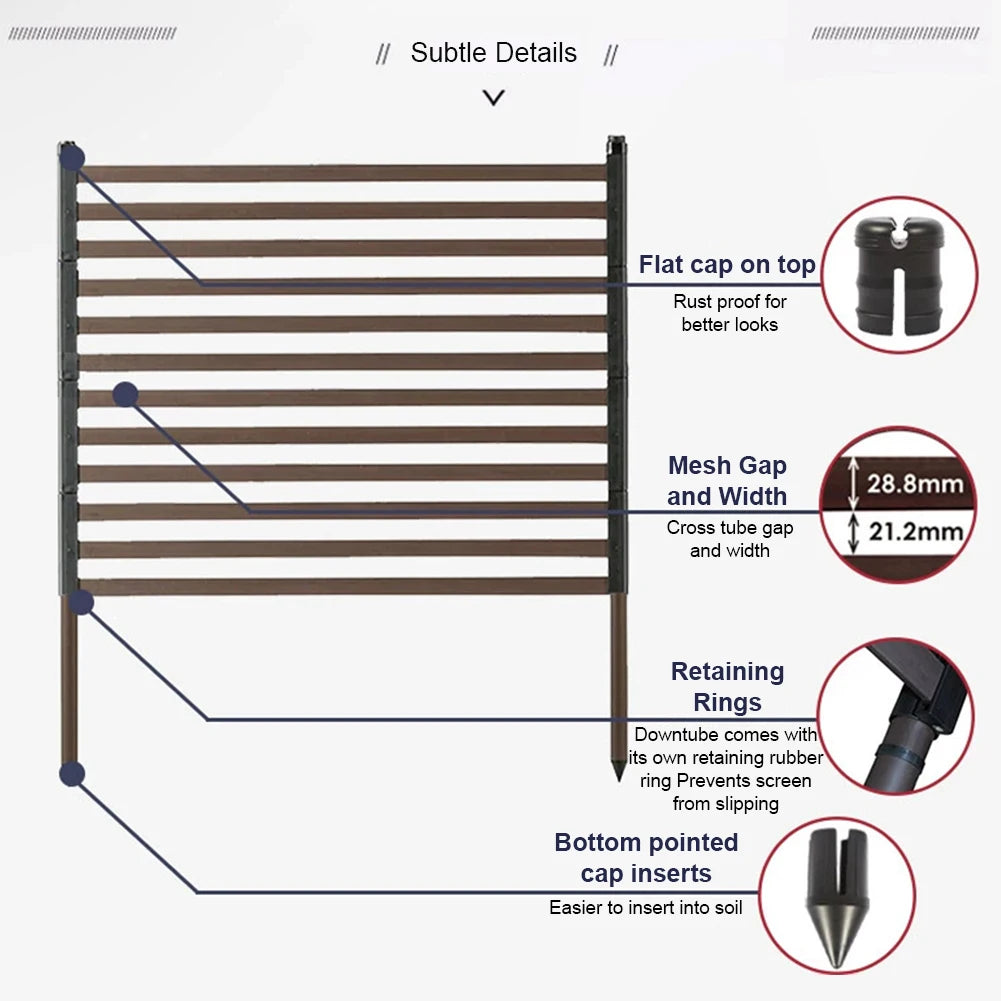 90x120cm Metal Privacy Fence PE-Coating Steel Pipes Privacy Screen Fence Fence Panel for Outside Backyard Garden Patio