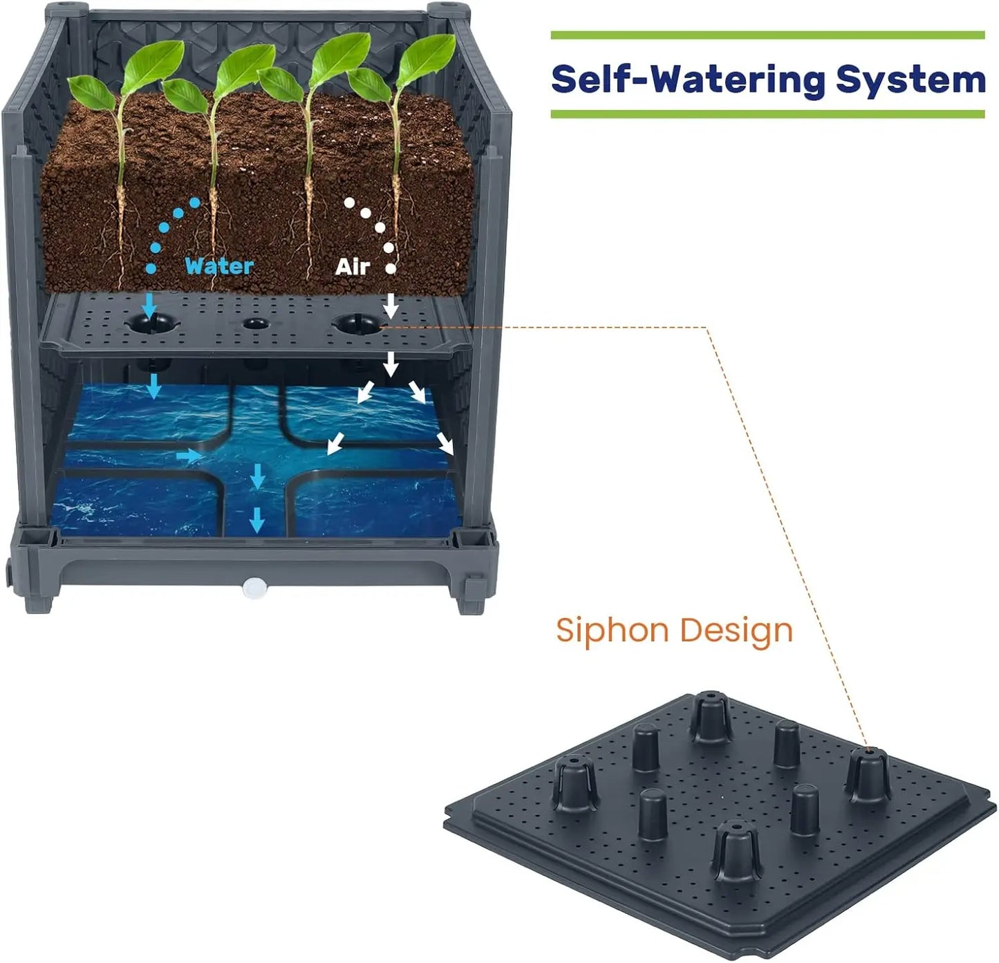 Raised Garden Bed with Trellis, Self-Watering Planter Box for Climbing Plants, Vegetables, and Flowers, Includes Wheels - Quick and EZ Shop