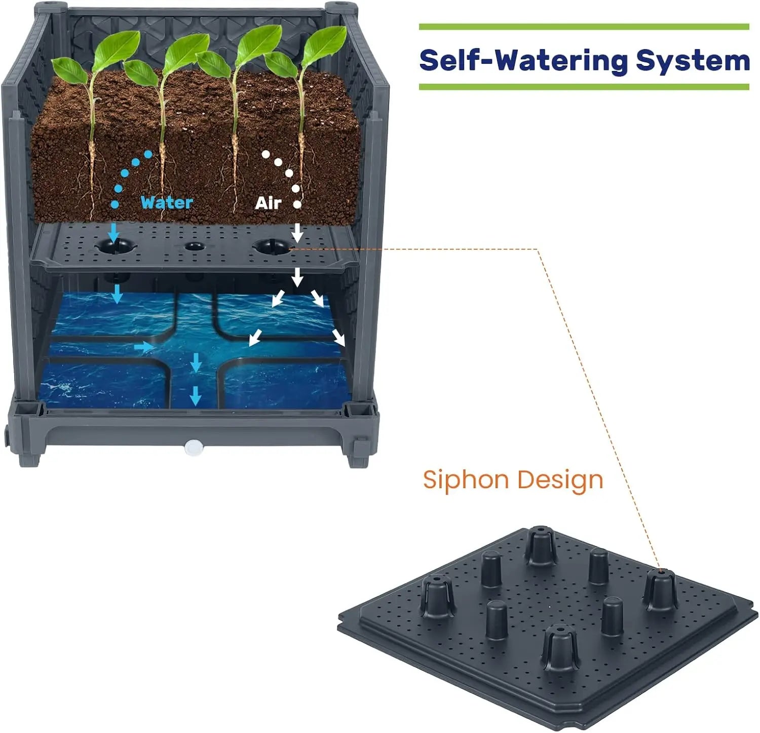 Raised Garden Bed with Trellis, Self-Watering Planter Box for Climbing Plants, Vegetables, and Flowers, Includes Wheels - Quick and EZ Shop