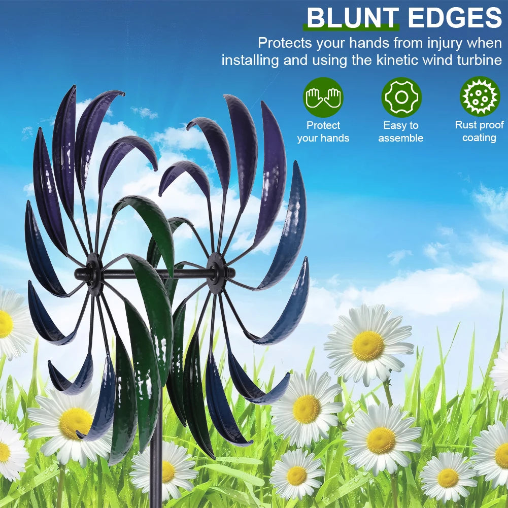 Outdoor Windmill Ornament Double-Layer Wear-Resist Metal Wind Catcher for Yard Decoration Garden Outdoor Accessories Tool