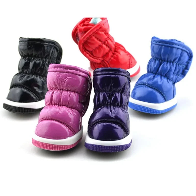 4pcs/set Pet Dog Winter Rain Shoes Waterproof Dogs Warm Snow Boots Puppy Dog Non-Slip Shoes For Small Medium Dog Yorkie Shoes - Quick and EZ Shop