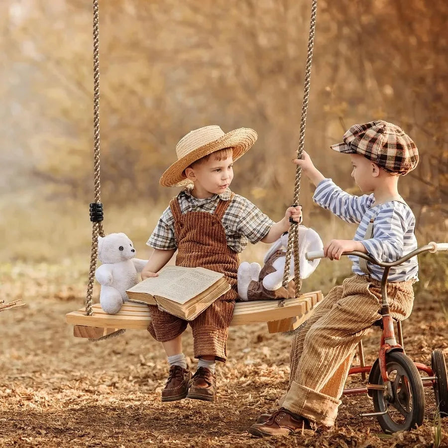 Wood Tree Swing Seat Adjustable Rope Wooden Swing Set Indoor Outdoor for for