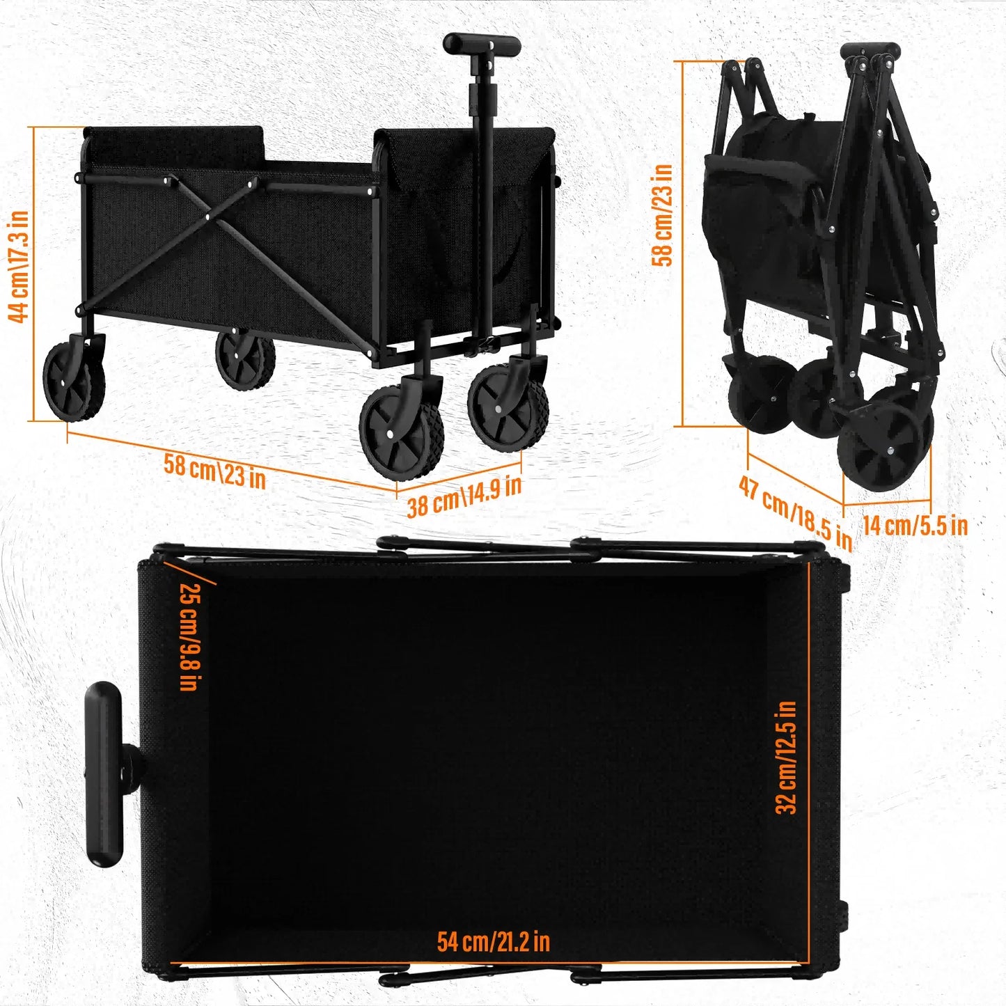 Outdoor Camping Handcart with Foldable Wheels: Portable Cargo Transport for Hiking, Camping, and Adventures – One-Hand Operation