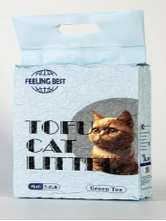 FEELING BEST Tofu Cat Litter 5.6LB Fast Clumping, Dust-Free,100% Food Grade Raw Materials, Solubility in Water