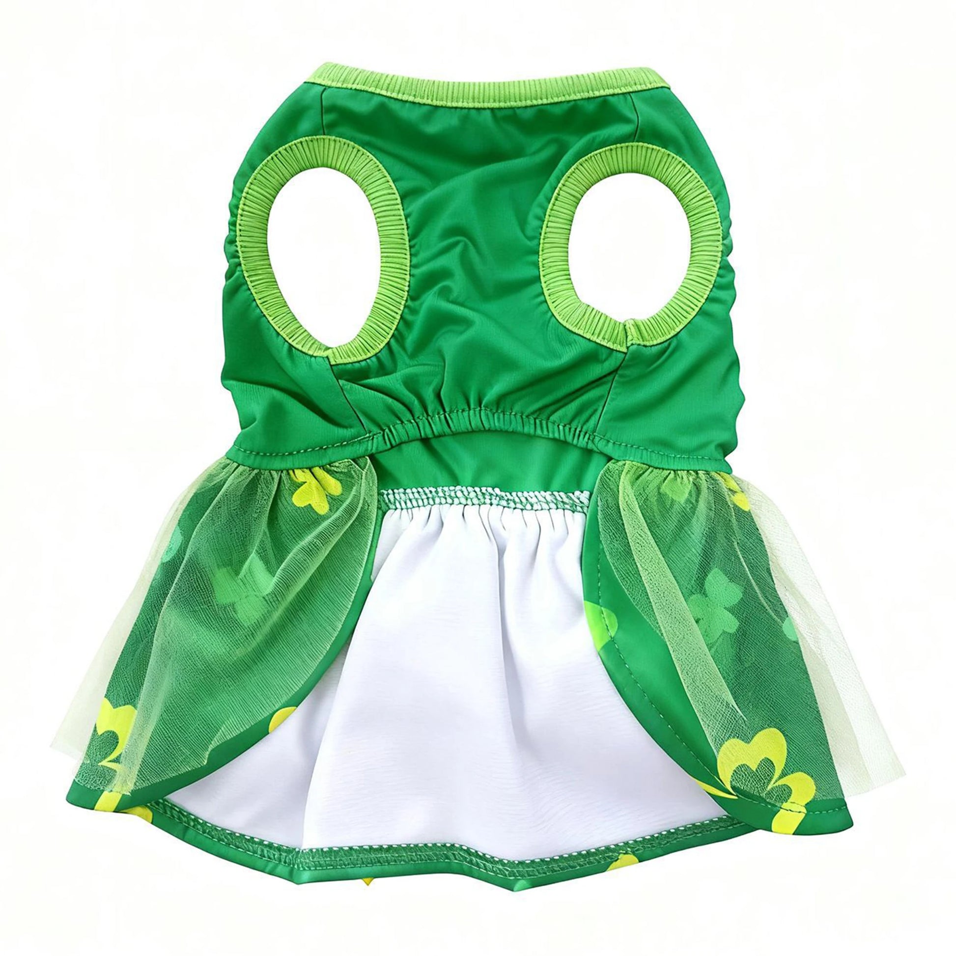 St Patrick s Day Green Dog Tutu Dress with Bow and Shamrock Print for Festive Party Celebrations and Events - Quick and EZ Shop