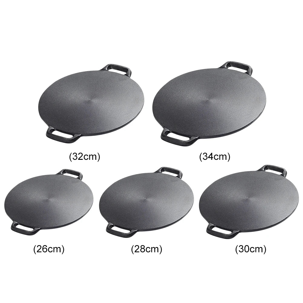 10.2/11/11.8/12.6/13.4 Inch BBQ Griddle with Handles Coating Frying Pan Non Stick Baking Tray for Home Party Travel and Outdoor