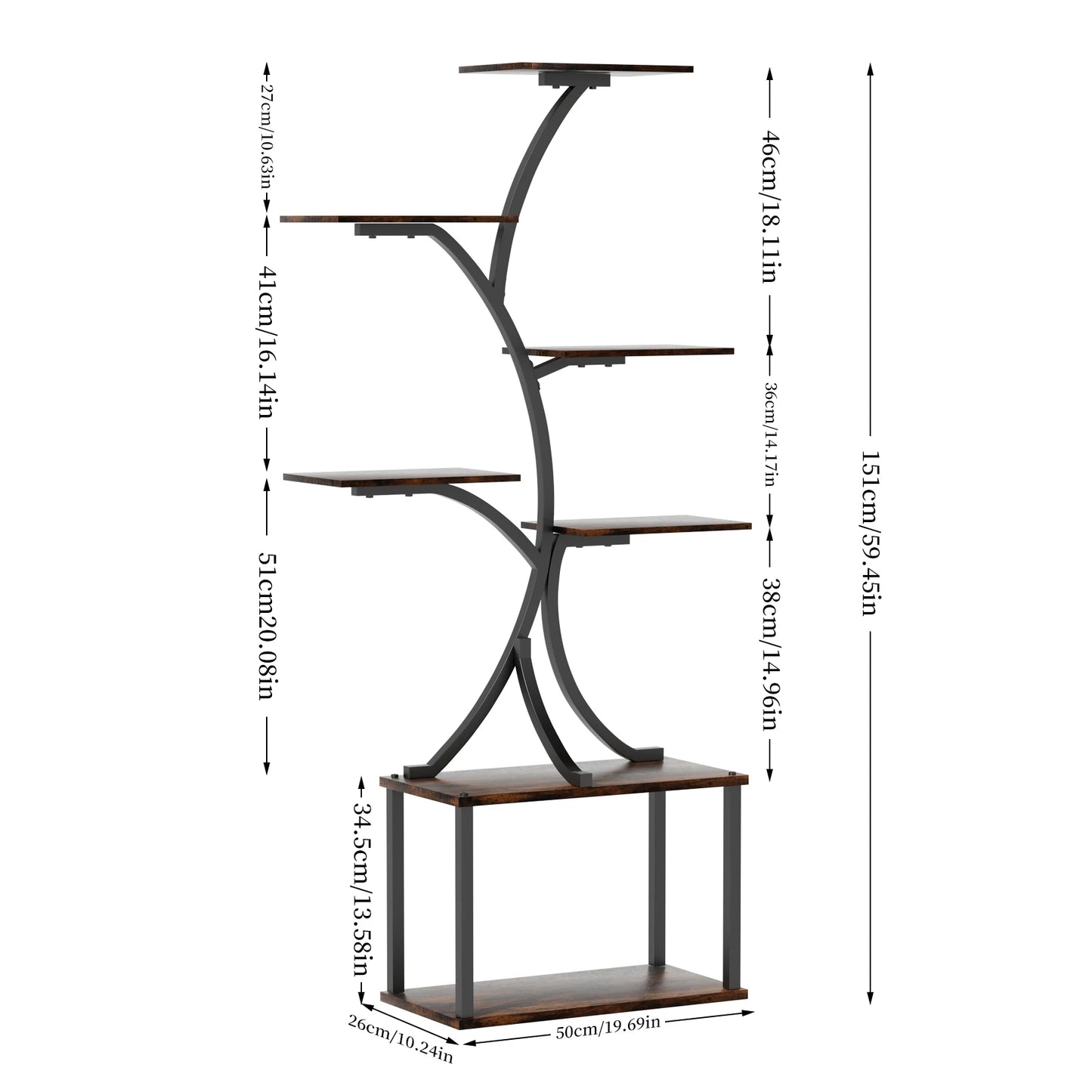 Multilayered Plant Stand Industrial Style Tree-Shaped Plant Stand Display Rack Corner Flower Holder for Garden Planters, Indoor - Quick and EZ Shop