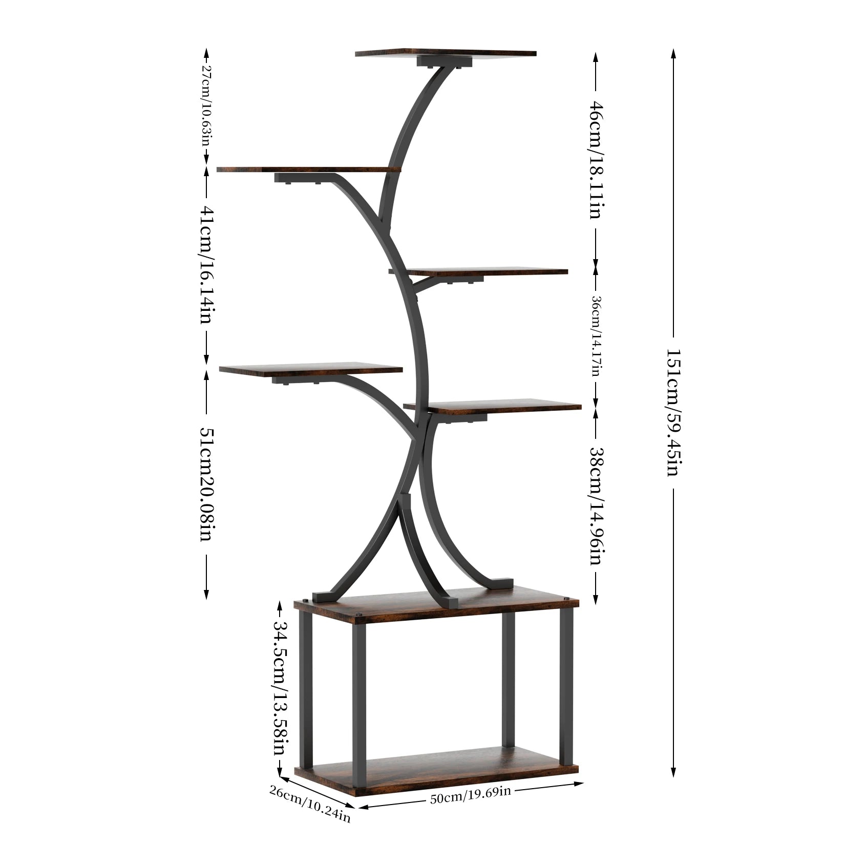 Multilayered Plant Stand Industrial Style Tree-Shaped Plant Stand Display Rack Corner Flower Holder for Garden Planters, Indoor - Quick and EZ Shop
