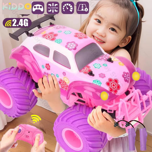 RC Car Electric Drive Off-Road Big Wheel 2.4G Cross-Country High Speed Purple Remote Control Trucks Princess Girls Toys for Kids