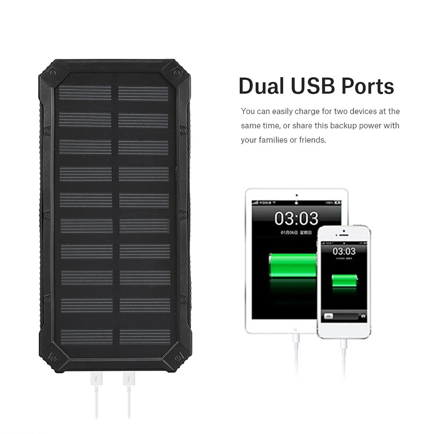Mobile Power Bank Solar Power Bank Portable 20000mAh Fast Charging  USB Polar Mobile Power Bank Case  Kit Power Bank Case