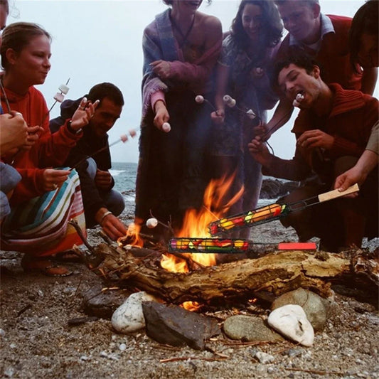 2Pcs Grilling Basket BBQ Tools Non-stick Sausage Clamp For Fruits Vegetables Meat Outdoor Camping Cooking Rack Grill Accessories