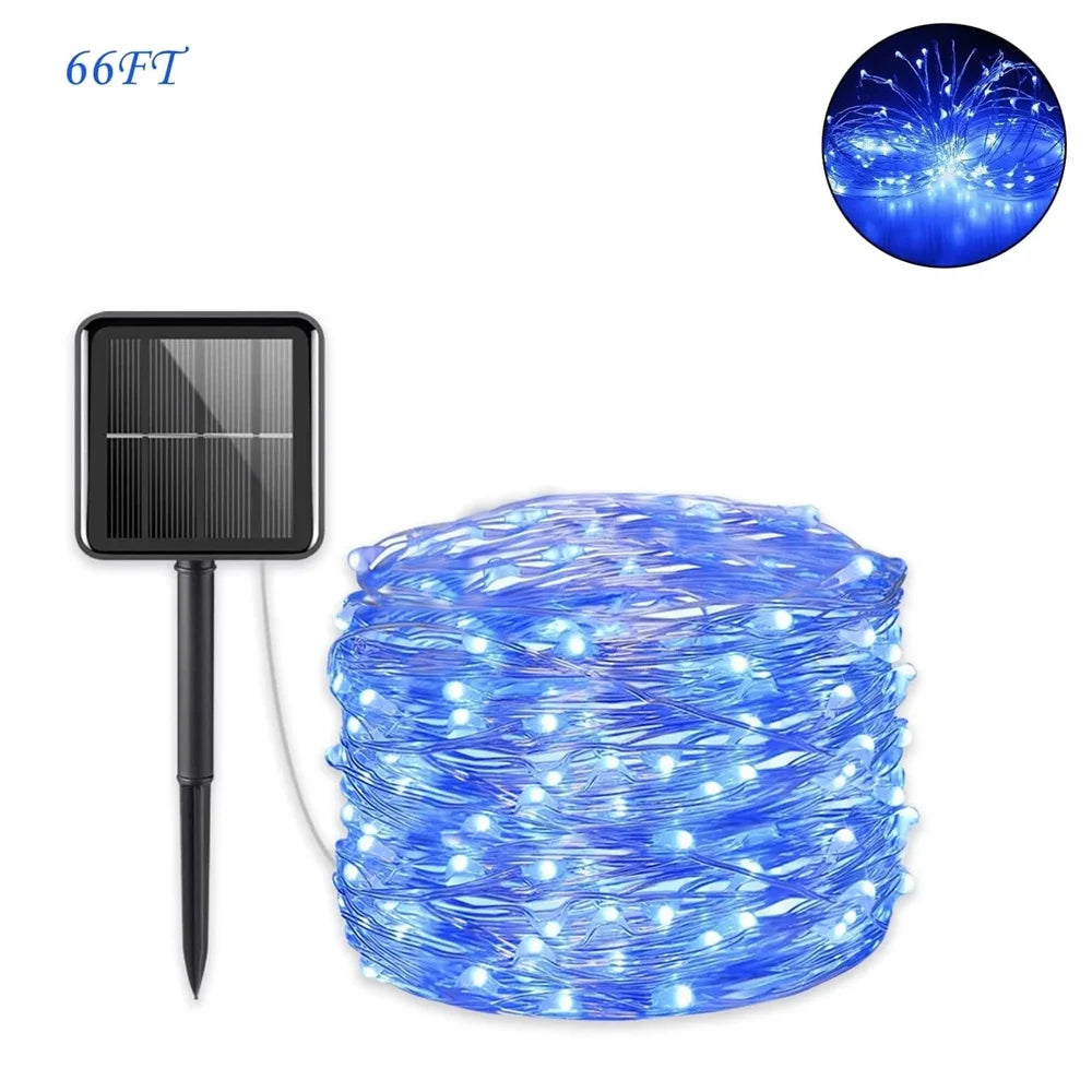 1pc 50/100/200/300LED Solar Fairy Lights Outdoor, 8 Modes Copper Wire LED Light String,Holiday,Party,Garden Decoration Light
