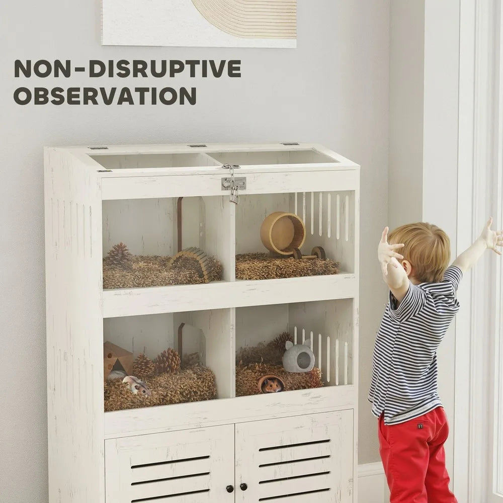 Large Hamster Cage for Multiple Small Pets with Storage Cabinet