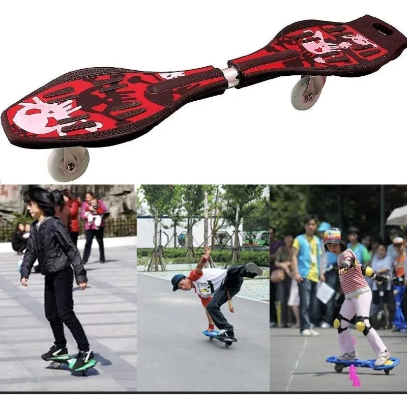 Waveboard, 2 Wheel Twisty 360 Degree Caster Board, Pro Standard Complete Skateboards, Unisex Lightweight Twist Board