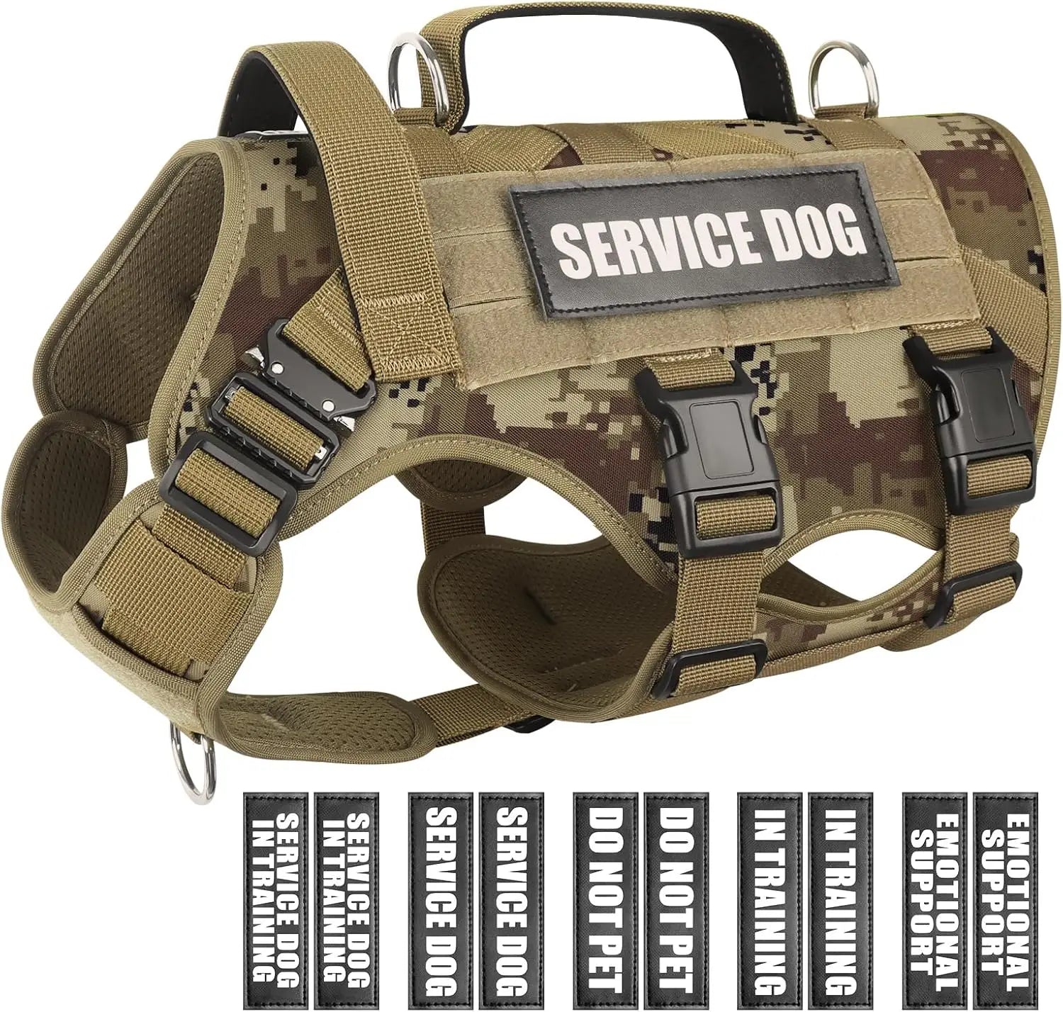 Service Dog Vest Harnfor Medium Dog, Tactical Working MOLLE Vest with 10 Pet Patches, No Pull Heavy - Quick and EZ Shop