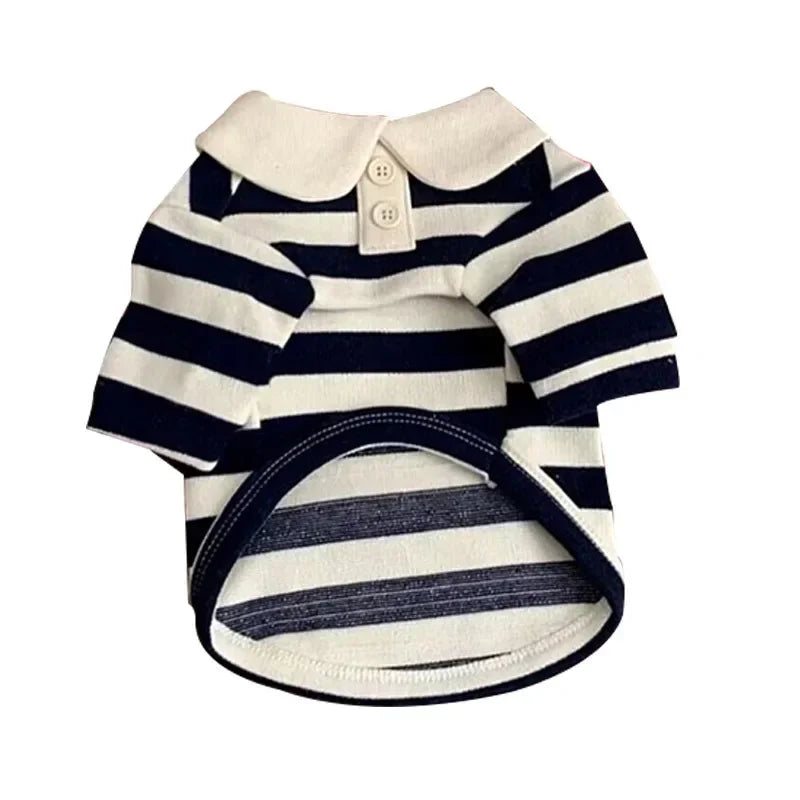 Dog Clothes Schnauzer Teddy York Shire Polo Shirt Summer Dress Striped Pet T-Shirt Dog Costume Soft Pullover Suit for Dog Puppy