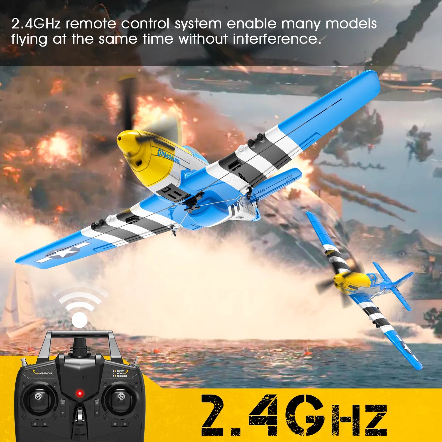 Volantex RC Planes for Adults,P-51 RTF RC Airplane,One-Key Aerobatic, Stable and Safe,Suitable for Outdoor Activity and gifts