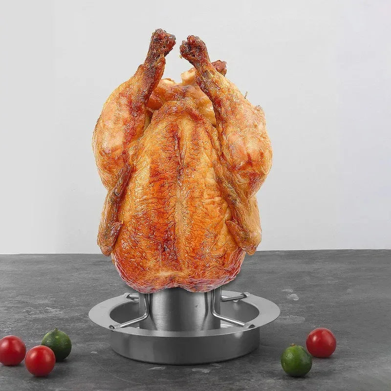 Stainlness Steel Removable Roasting Grill Stand Outdoor BBQ Tool Chicken Roaster Rack Non-stick Grilled Chicken Plate Party
