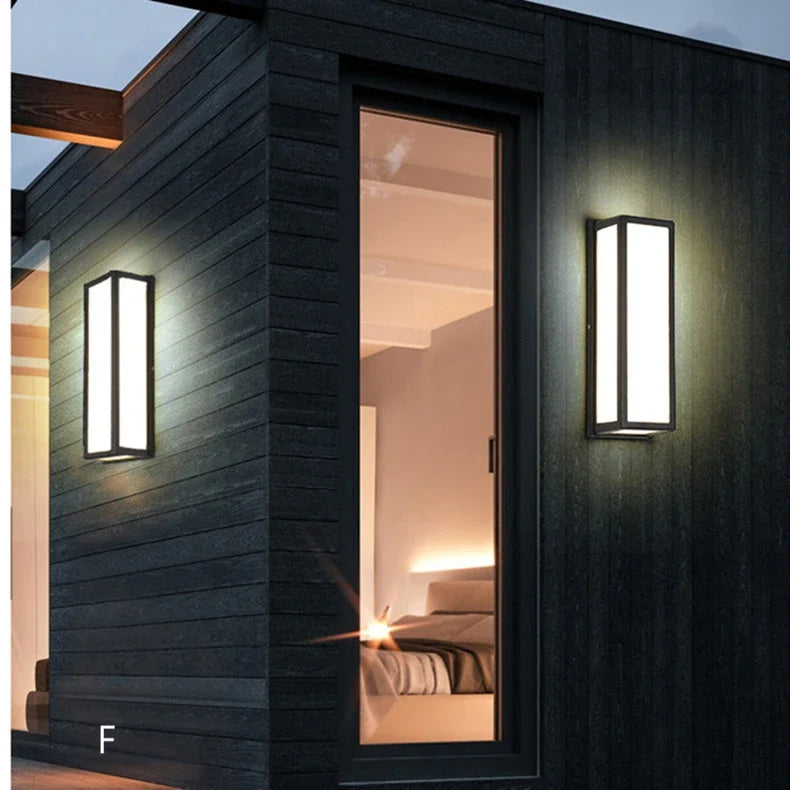 Outdoor E27 LED Aluminum Frame Wall Light 85-265V IP65 Waterproof Porch Lamp Garden Exterior Decor Sconce Lamp 12W 15W 20W 25W