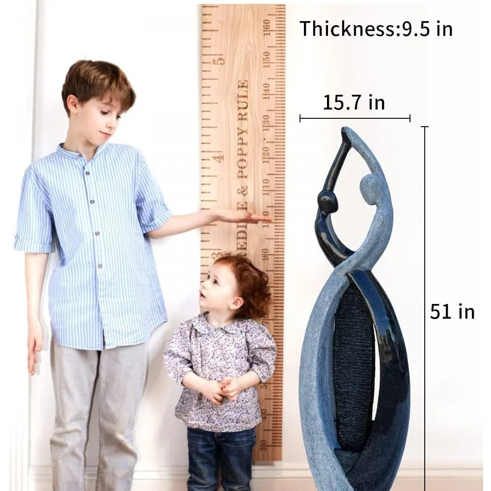 Graceful Dancing Couple Outdoor Water Fountain 51" Cast Stone Garden Statue Waterfalls Feature in Marble Color for Garden, Lobby