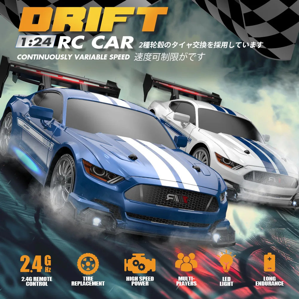 AE86 1/24 RC Drift Remote Control 2.4G Cross-border High-speed Mustang Four-wheel Drive Racing Toy Competition Race Car Boy Gift